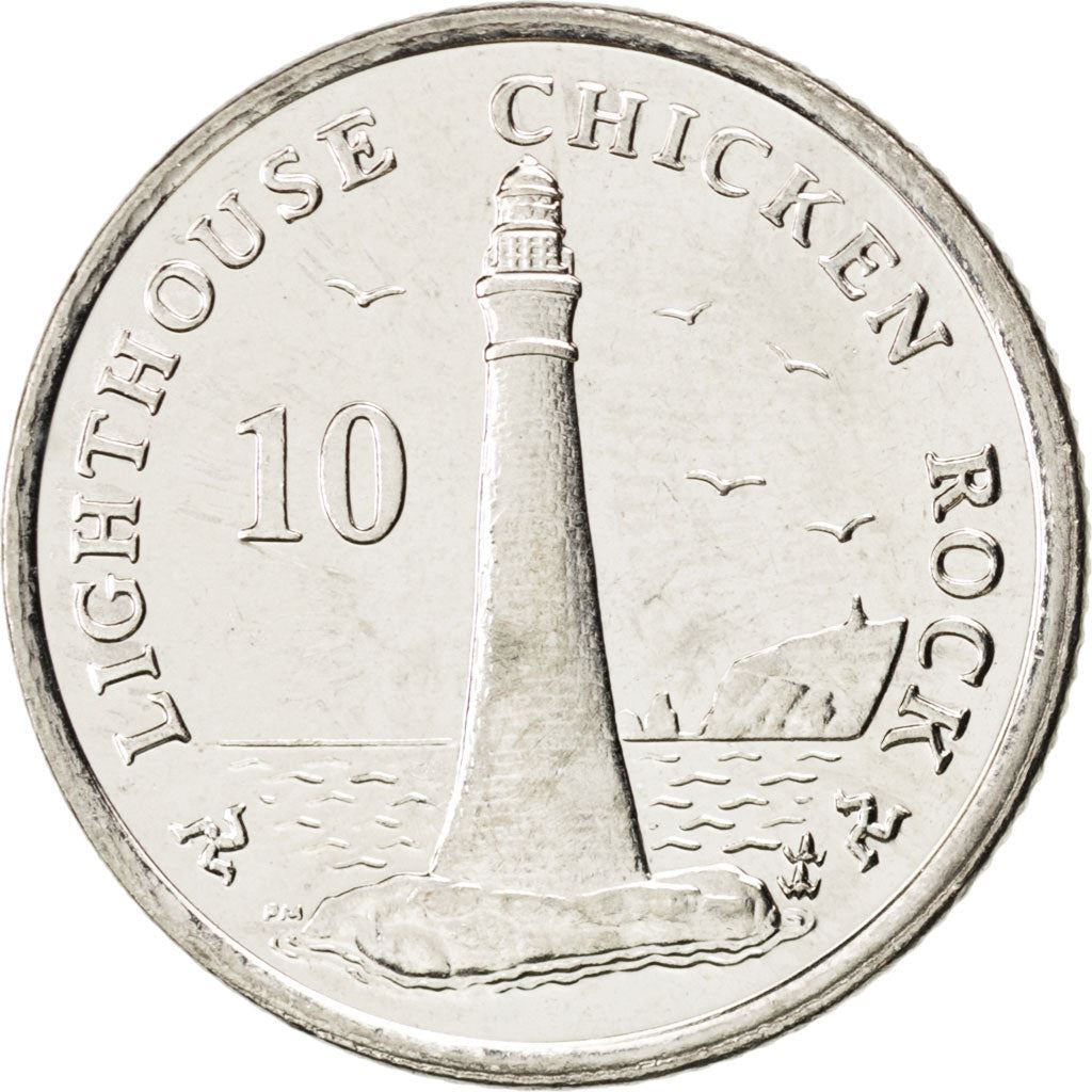 Isle of Man Coin Man 10 Pence | Queen Elizabeth II | Lighthouse | Chicken Rock | KM1256 | 2004 - 2016