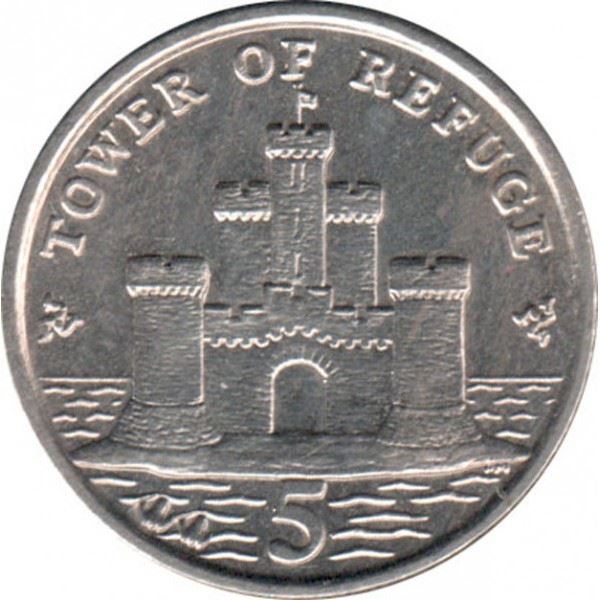 Isle of Man Coin Man 5 Pence | Queen Elizabeth II | Refuge Tower | KM1255 | 2004 - 2016