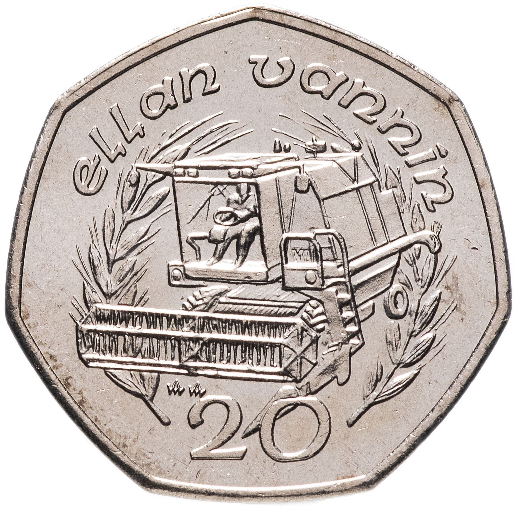 Isle of Man Coin Manx 20 Pence | Queen Elizabeth II | Combine Harvester | KM211 | 1988 - 1992