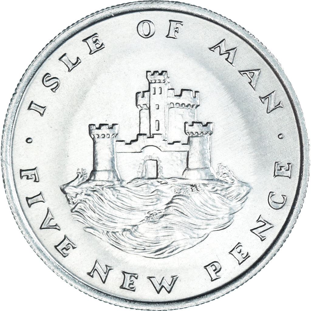 Isle of Man Coin Manx 5 New Pence | Queen Elizabeth II | Refuge Tower | KM22 | 1971 - 1975