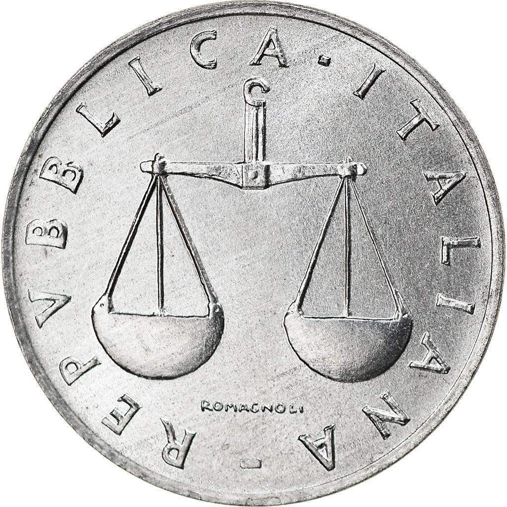 Italy Coin 1 Lira | Cornucopia | Scale | Horn of Plenty | KM91 | 1951 - 2001