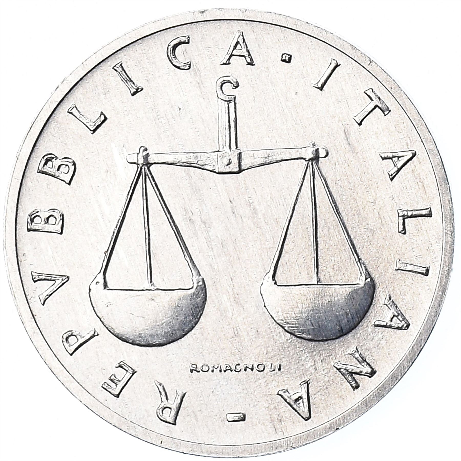 Italy Coin 1 Lira | Cornucopia | Scale | Horn of Plenty | KM91 | 1951 - 2001