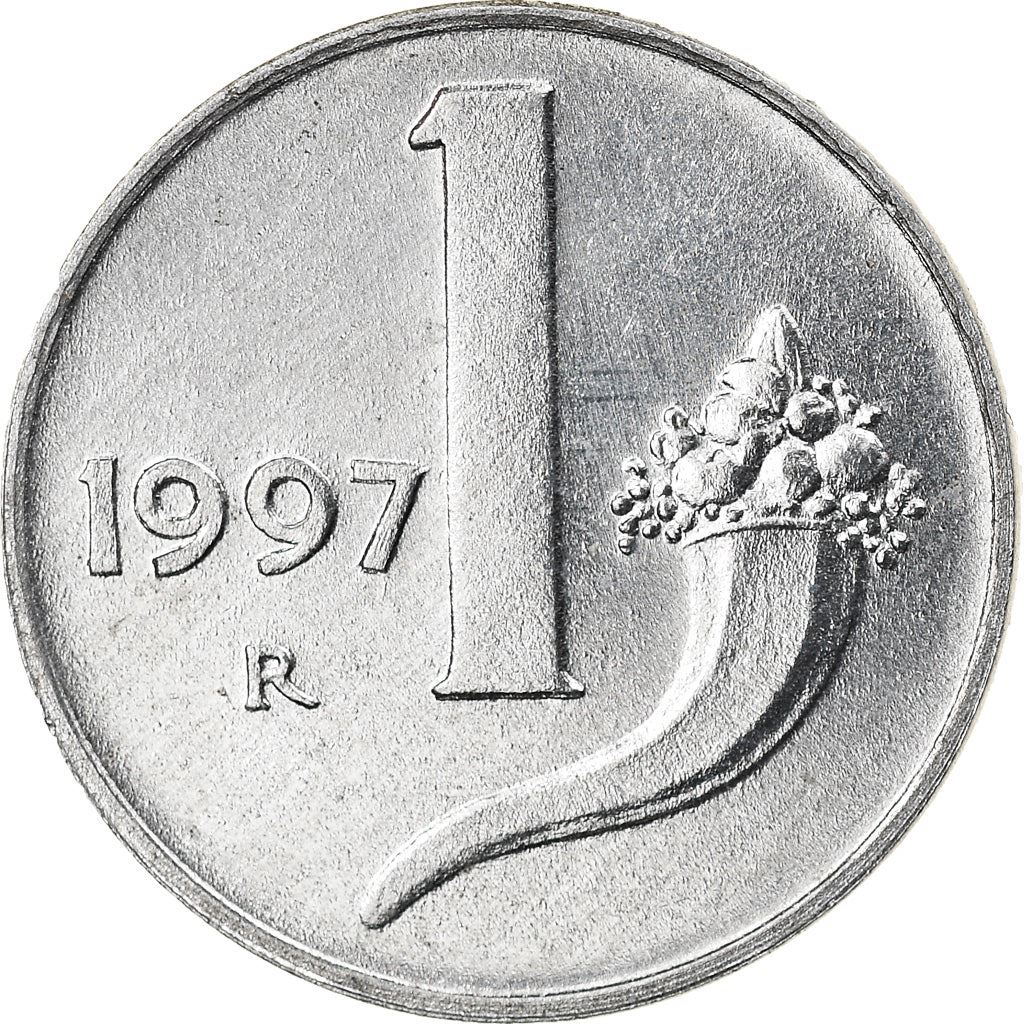 Italy Coin 1 Lira | Cornucopia | Scale | Horn of Plenty | KM91 | 1951 - 2001