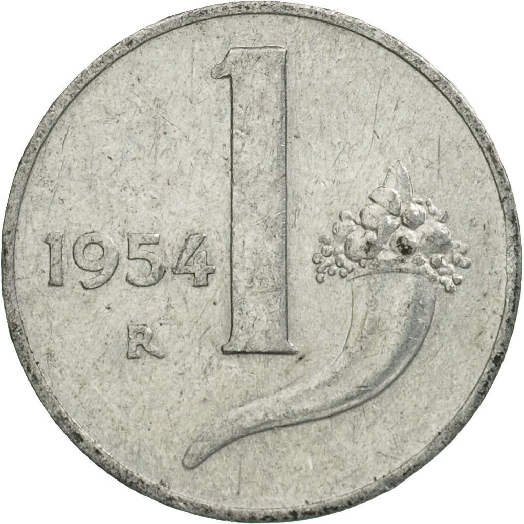 Italy Coin 1 Lira | Cornucopia | Scale | Horn of Plenty | KM91 | 1951 - 2001