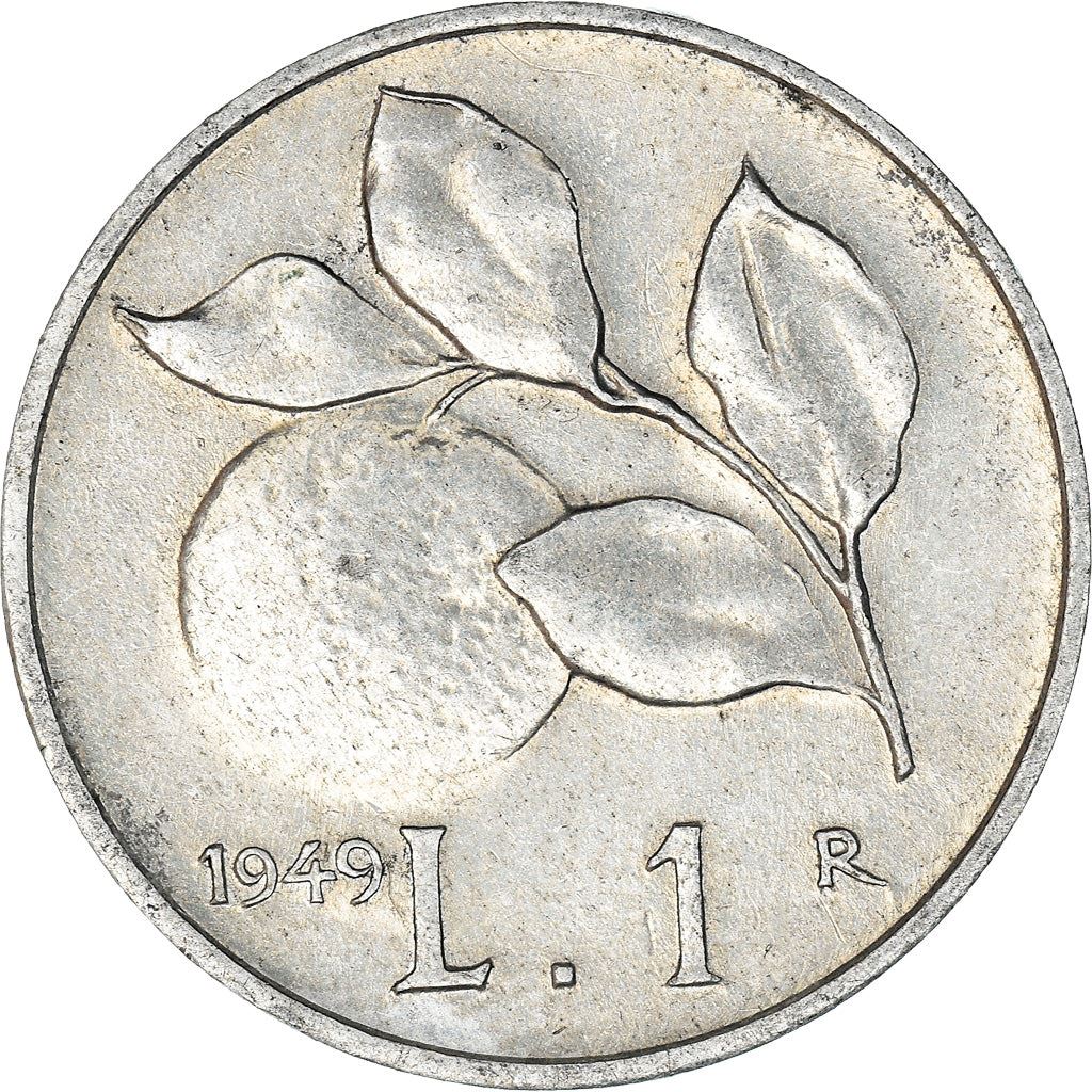 Italy Coin 1 Lira | Libertine | Wheat Sprigs | Fruit | KM87 | 1946 - 1950