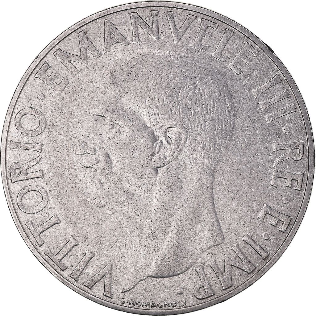 Italy Coin 1 Lira - Vittorio Emanuele III | Eagle | Savoy Shield | Axe | KM77a | 1939 - 1940