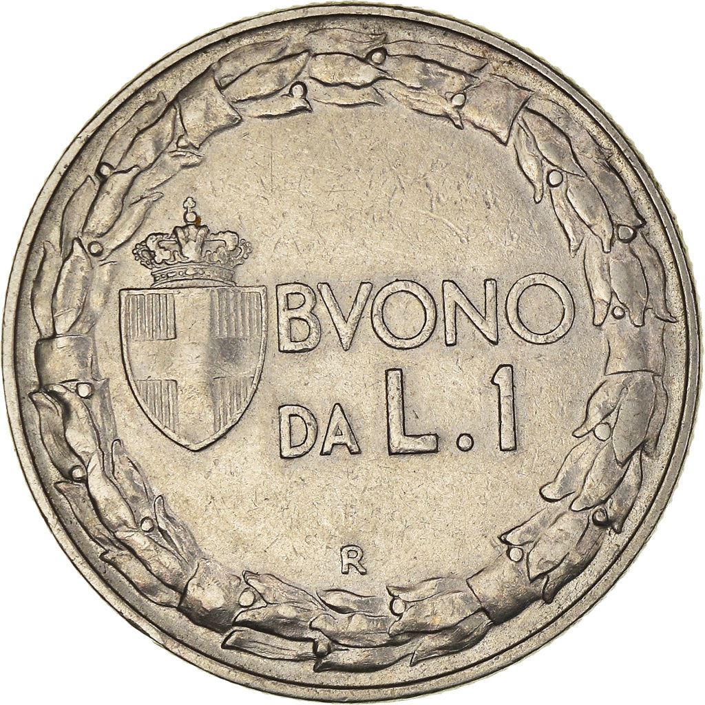 Italy Coin 1 Lira - Vittorio Emanuele III | Libertine | Savoy Shield | Olive | KM62 | 1922 - 1935