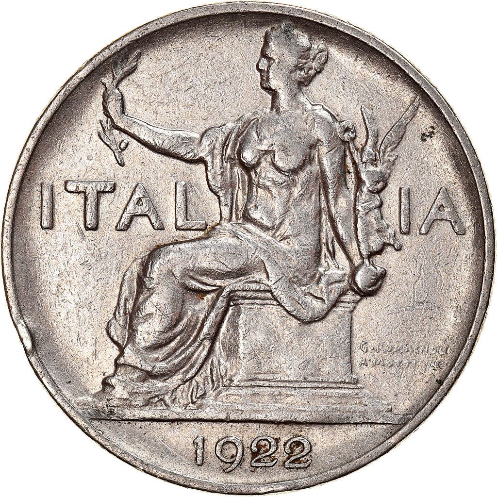 Italy Coin 1 Lira - Vittorio Emanuele III | Libertine | Savoy Shield | Olive | KM62 | 1922 - 1935