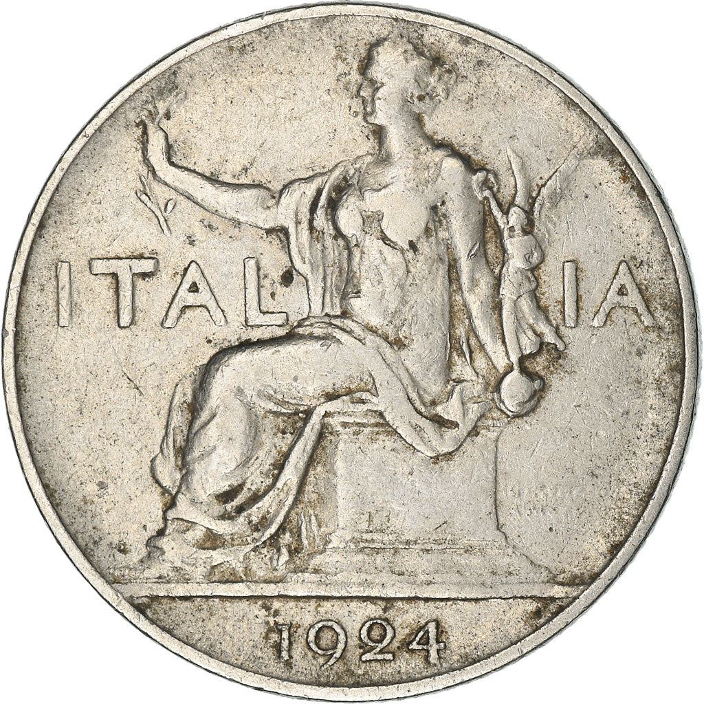 Italy Coin 1 Lira - Vittorio Emanuele III | Libertine | Savoy Shield | Olive | KM62 | 1922 - 1935