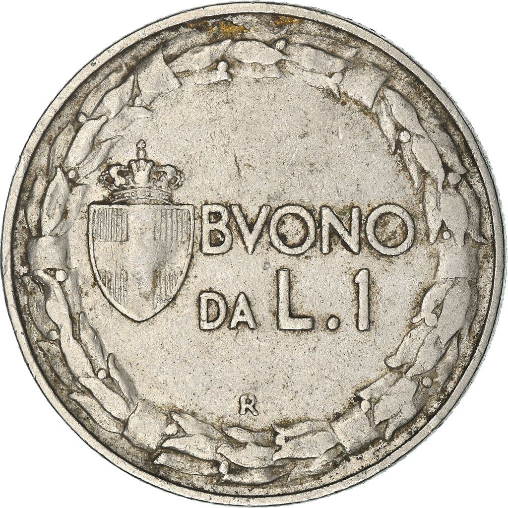 Italy Coin 1 Lira - Vittorio Emanuele III | Libertine | Savoy Shield | Olive | KM62 | 1922 - 1935