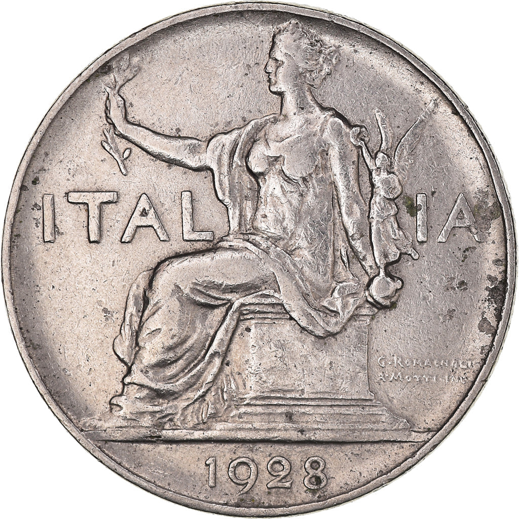 Italy Coin 1 Lira - Vittorio Emanuele III | Libertine | Savoy Shield | Olive | KM62 | 1922 - 1935