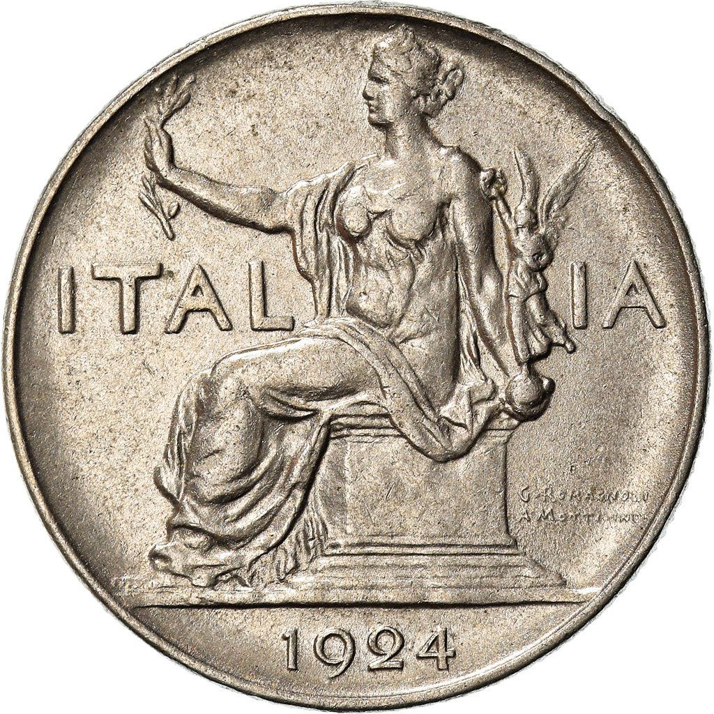 Italy Coin 1 Lira - Vittorio Emanuele III | Libertine | Savoy Shield | Olive | KM62 | 1922 - 1935