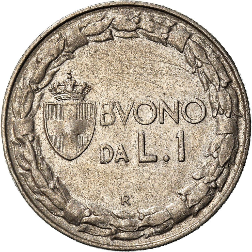 Italy Coin 1 Lira - Vittorio Emanuele III | Libertine | Savoy Shield | Olive | KM62 | 1922 - 1935