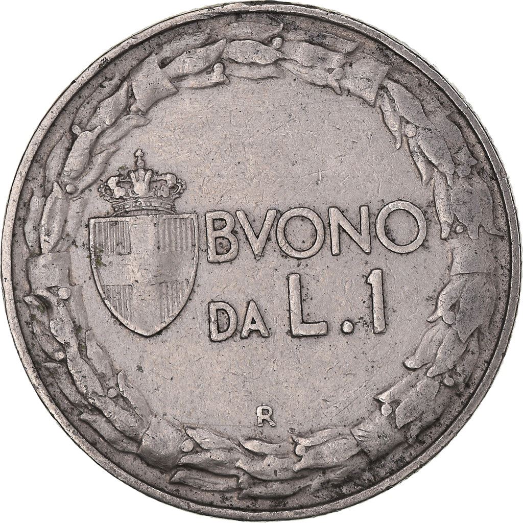 Italy Coin 1 Lira - Vittorio Emanuele III | Libertine | Savoy Shield | Olive | KM62 | 1922 - 1935