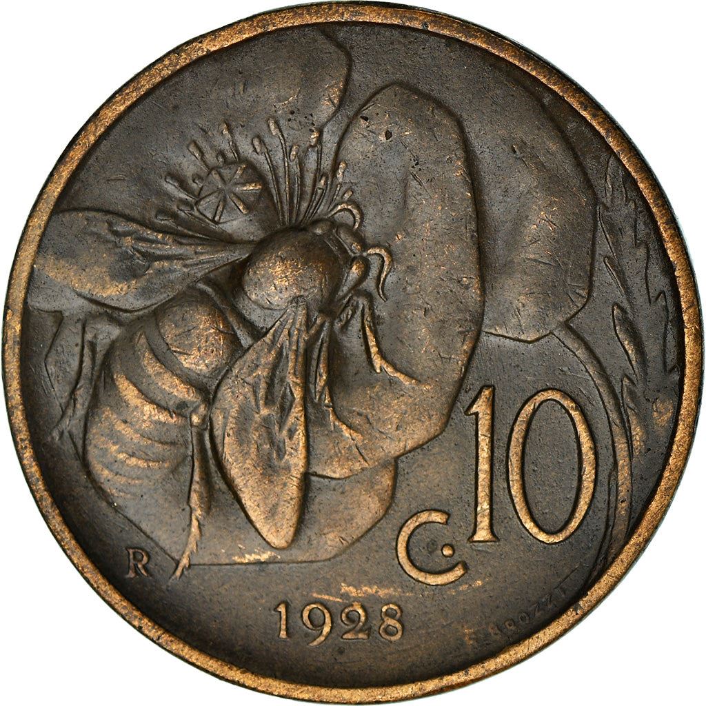 Italy Coin 10 Centesimi - Vittorio Emanuele III | honeybee | Flower | KM60 | 1919 - 1937