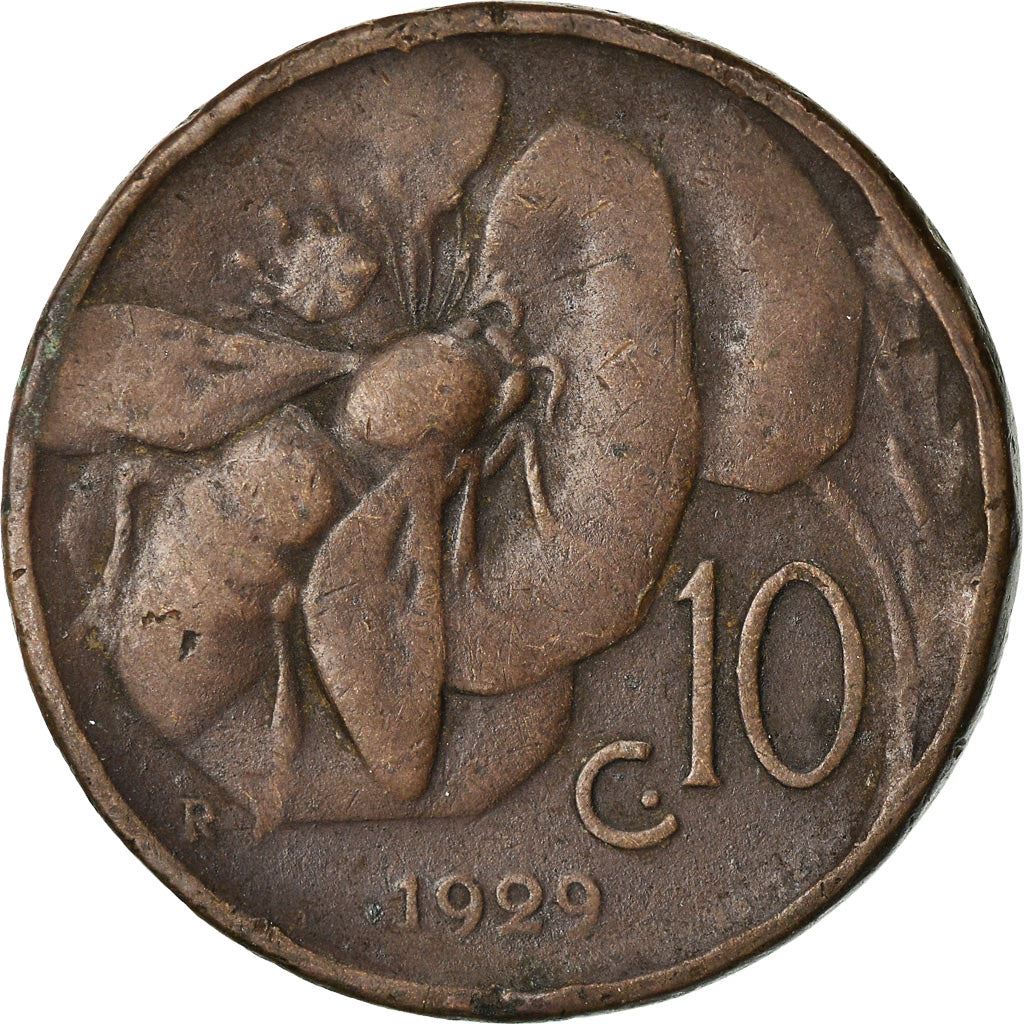 Italy Coin 10 Centesimi - Vittorio Emanuele III | honeybee | Flower | KM60 | 1919 - 1937