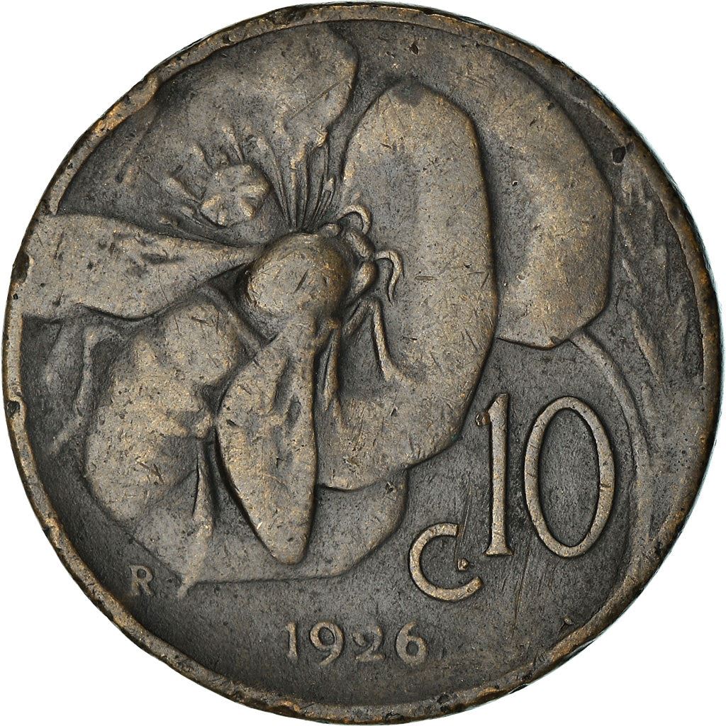 Italy Coin 10 Centesimi - Vittorio Emanuele III | honeybee | Flower | KM60 | 1919 - 1937