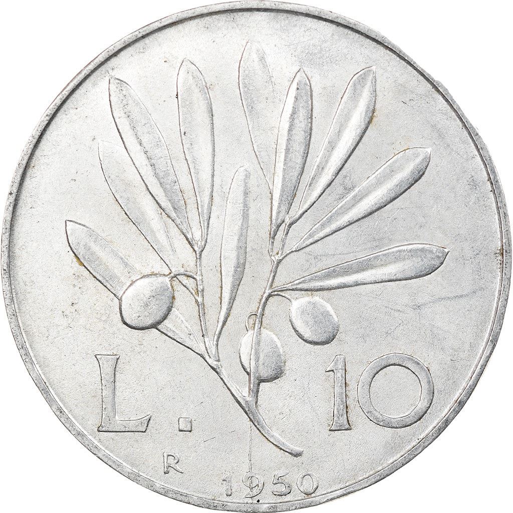 Italy Coin 10 Lire | Flying Pegasus | Olive Branch | Fruit | KM90 | 1946 - 1950