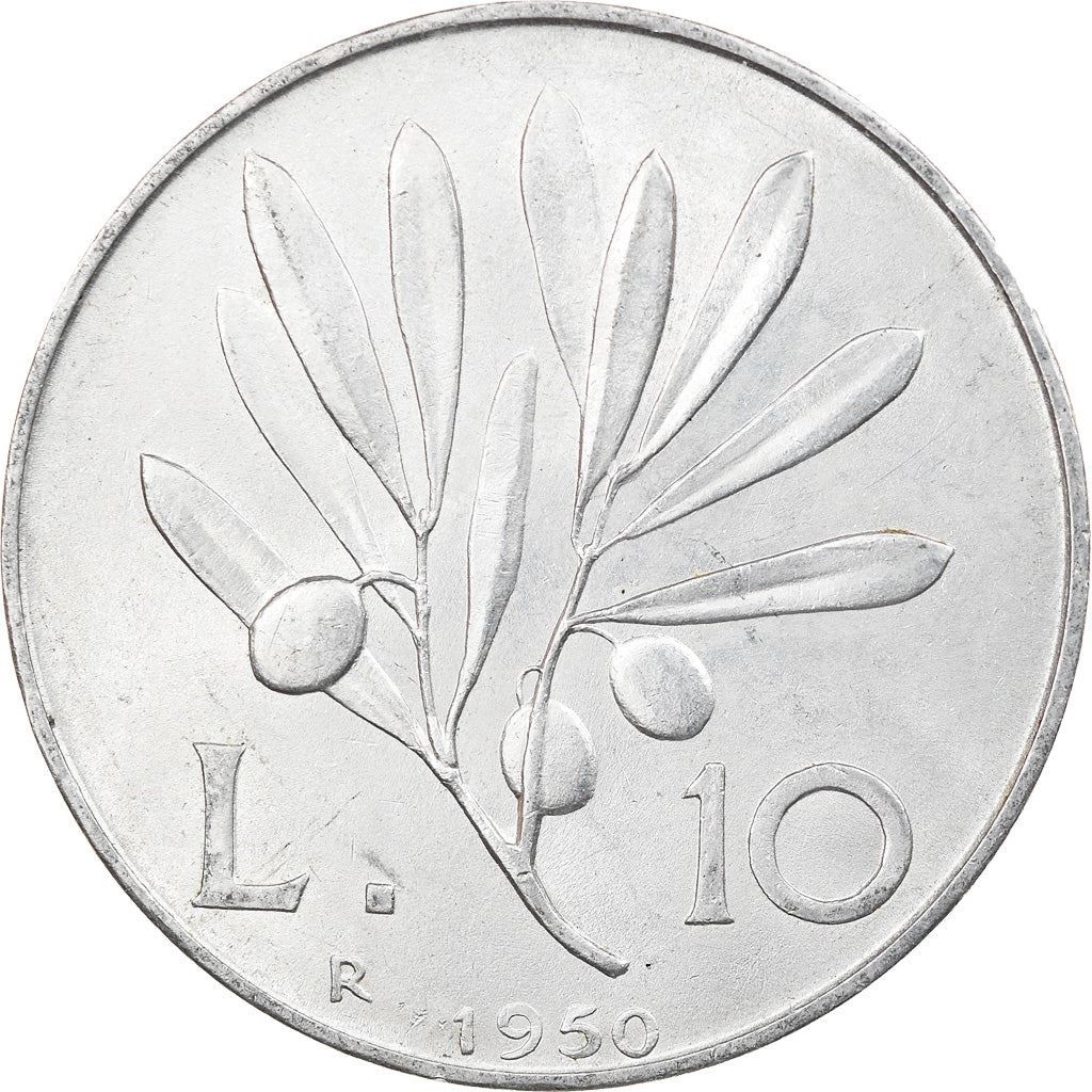 Italy Coin 10 Lire | Flying Pegasus | Olive Branch | Fruit | KM90 | 1946 - 1950