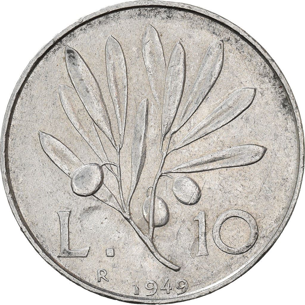 Italy Coin 10 Lire | Flying Pegasus | Olive Branch | Fruit | KM90 | 1946 - 1950