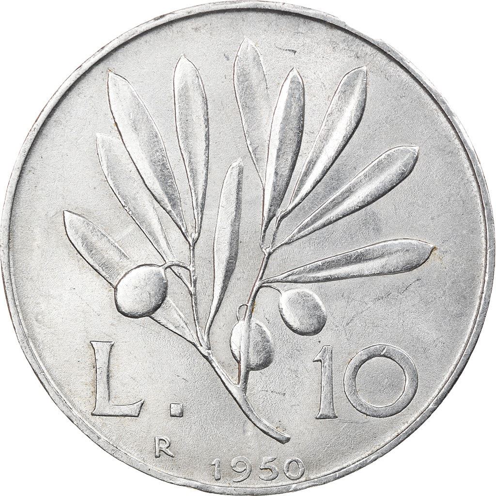 Italy Coin 10 Lire | Flying Pegasus | Olive Branch | Fruit | KM90 | 1946 - 1950