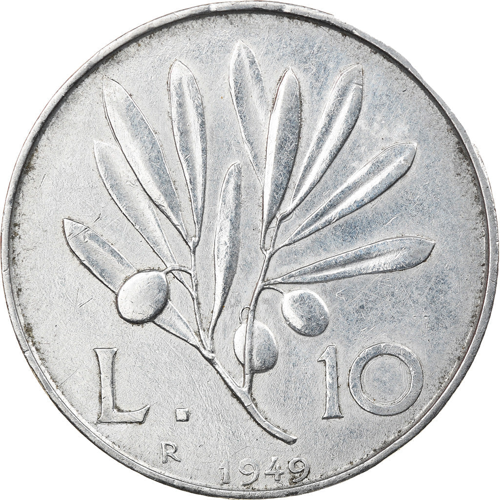 Italy Coin 10 Lire | Flying Pegasus | Olive Branch | Fruit | KM90 | 1946 - 1950