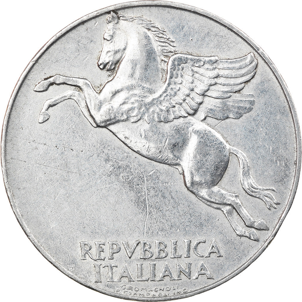 Italy Coin 10 Lire | Flying Pegasus | Olive Branch | Fruit | KM90 | 1946 - 1950