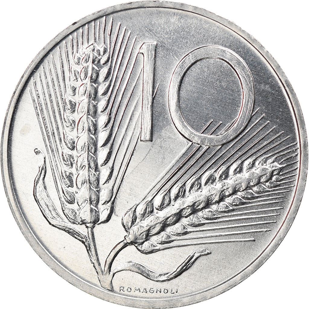 Italy Coin 10 Lire | Plough | Ears of Wheat | KM93 | 1951 - 2001