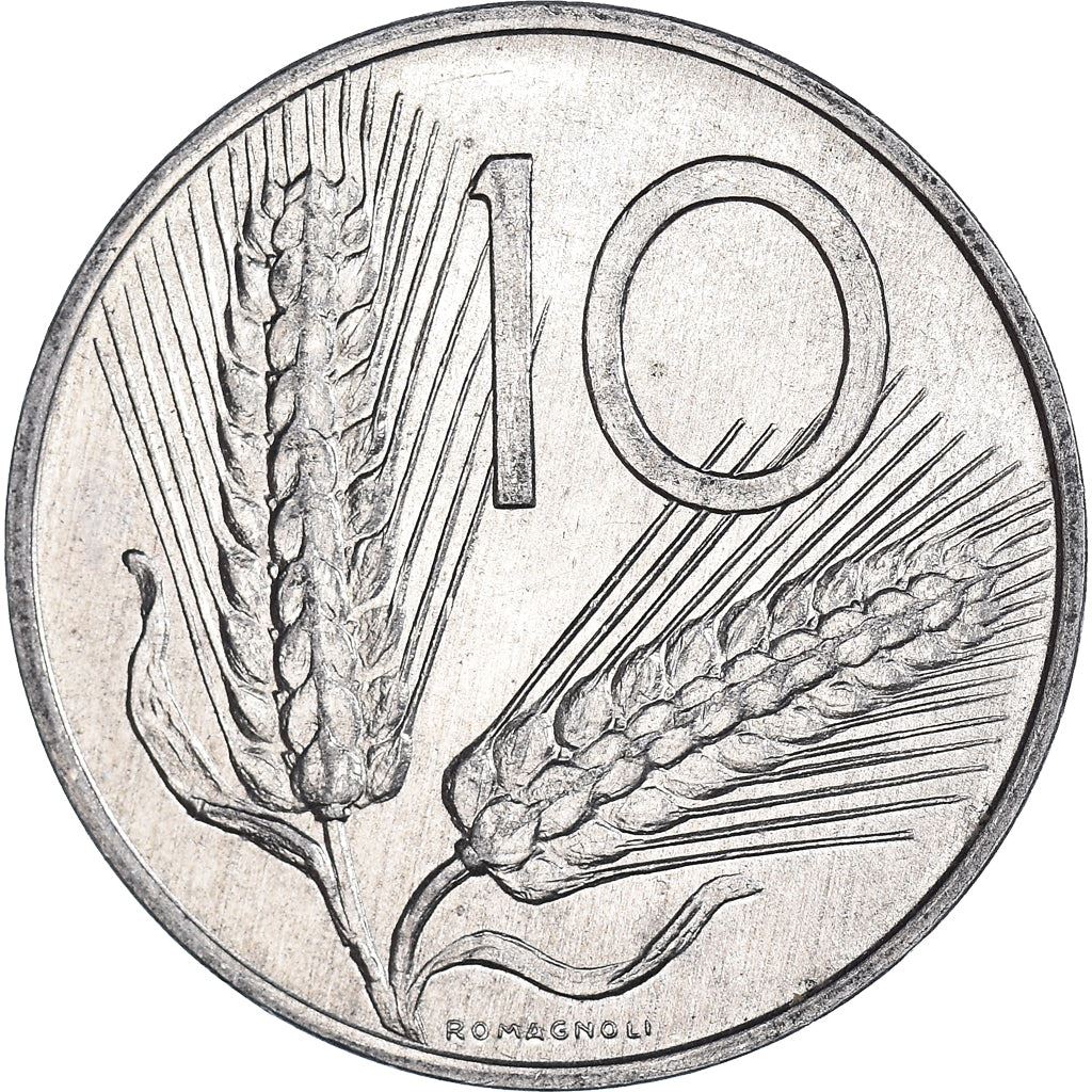 Italy Coin 10 Lire | Plough | Ears of Wheat | KM93 | 1951 - 2001