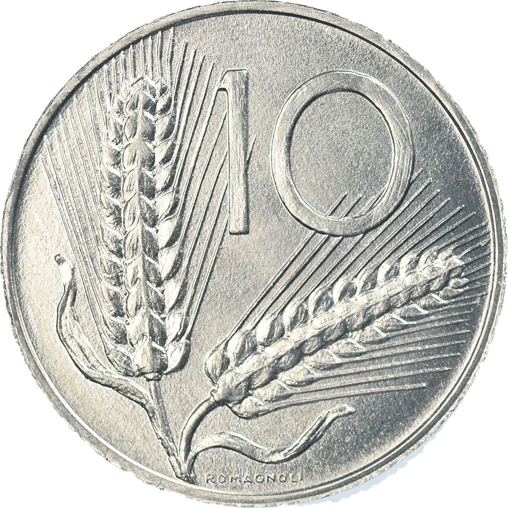 Italy Coin 10 Lire | Plough | Ears of Wheat | KM93 | 1951 - 2001