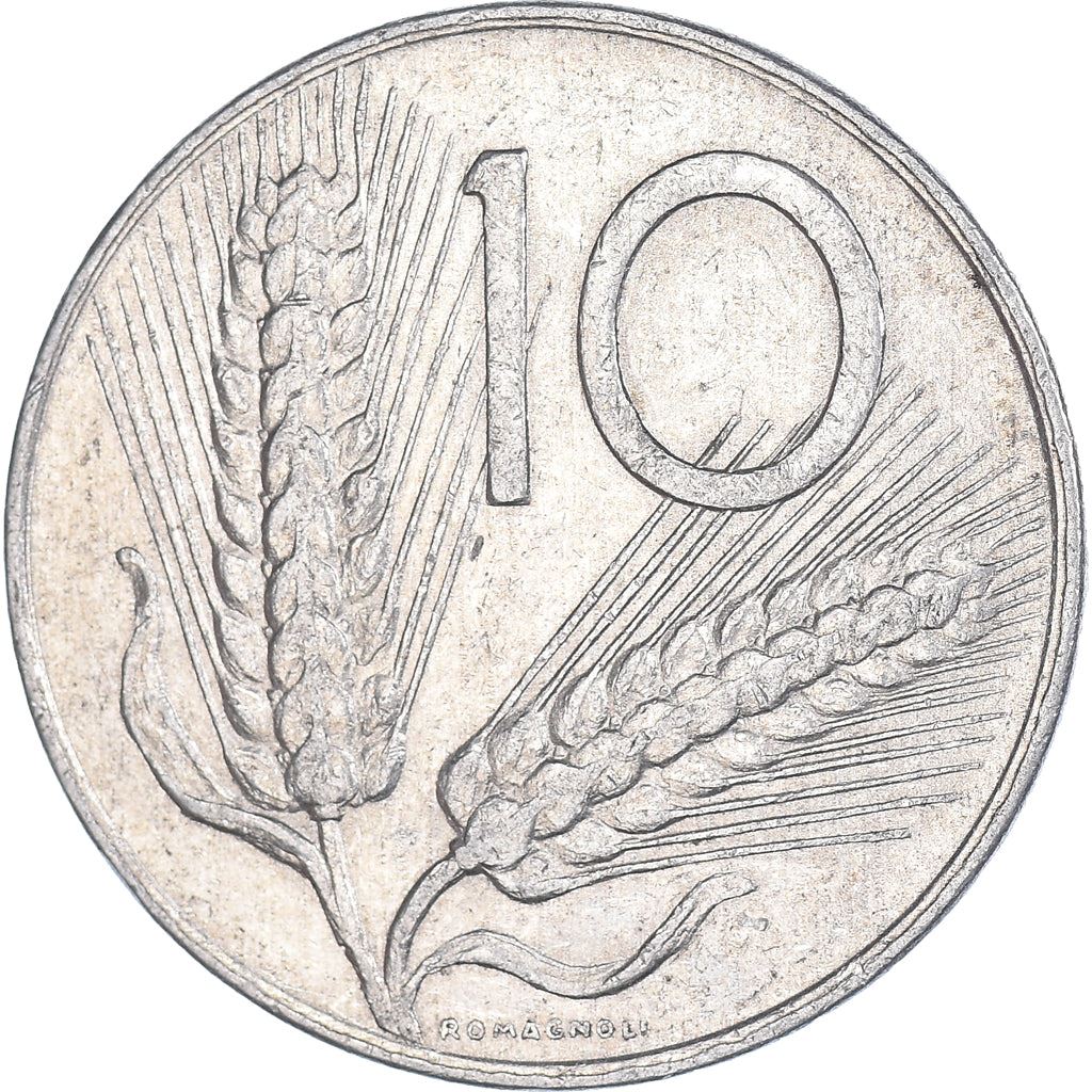 Italy Coin 10 Lire | Plough | Ears of Wheat | KM93 | 1951 - 2001