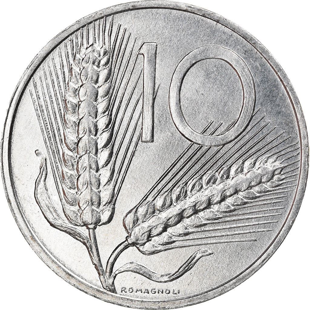 Italy Coin 10 Lire | Plough | Ears of Wheat | KM93 | 1951 - 2001