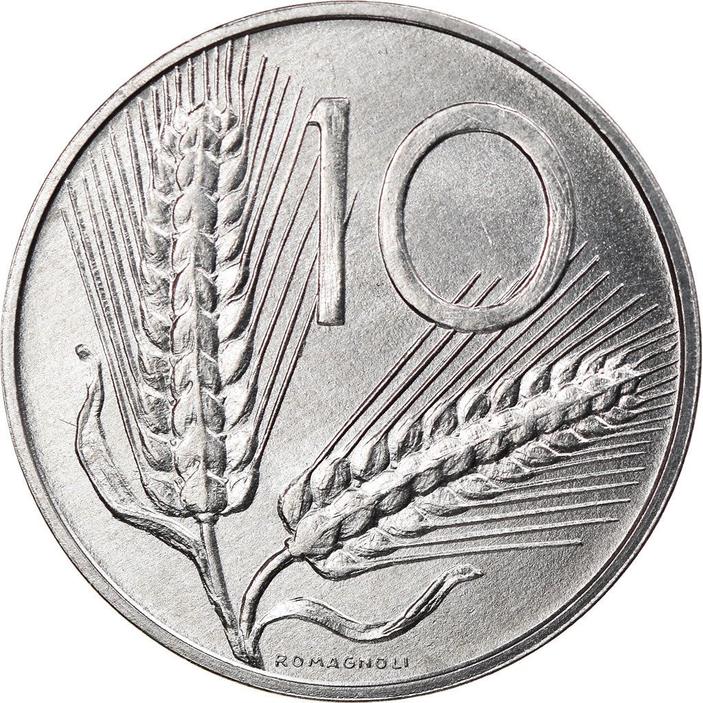 Italy Coin 10 Lire | Plough | Ears of Wheat | KM93 | 1951 - 2001