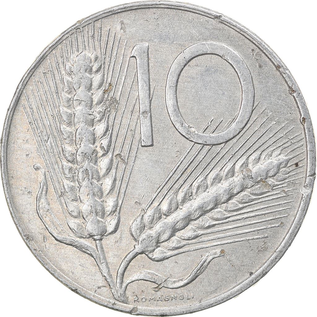 Italy Coin 10 Lire | Plough | Ears of Wheat | KM93 | 1951 - 2001