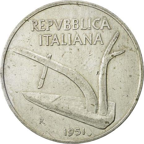 Italy Coin 10 Lire | Plough | Ears of Wheat | KM93 | 1951 - 2001