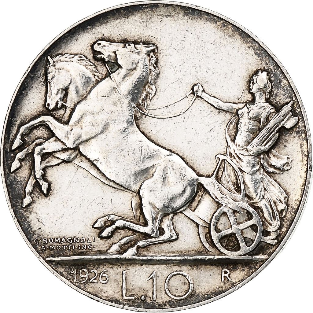 Italy Coin 10 Lire - Vittorio Emanuele III | Statue of Victory | Italia Turrita | KM68 | 1926 - 1934