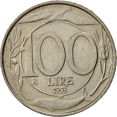 Italy Coin 100 Lire | Bird | Dolphin | Olive Branch | Star | Crown | KM159 | 1993 - 2001