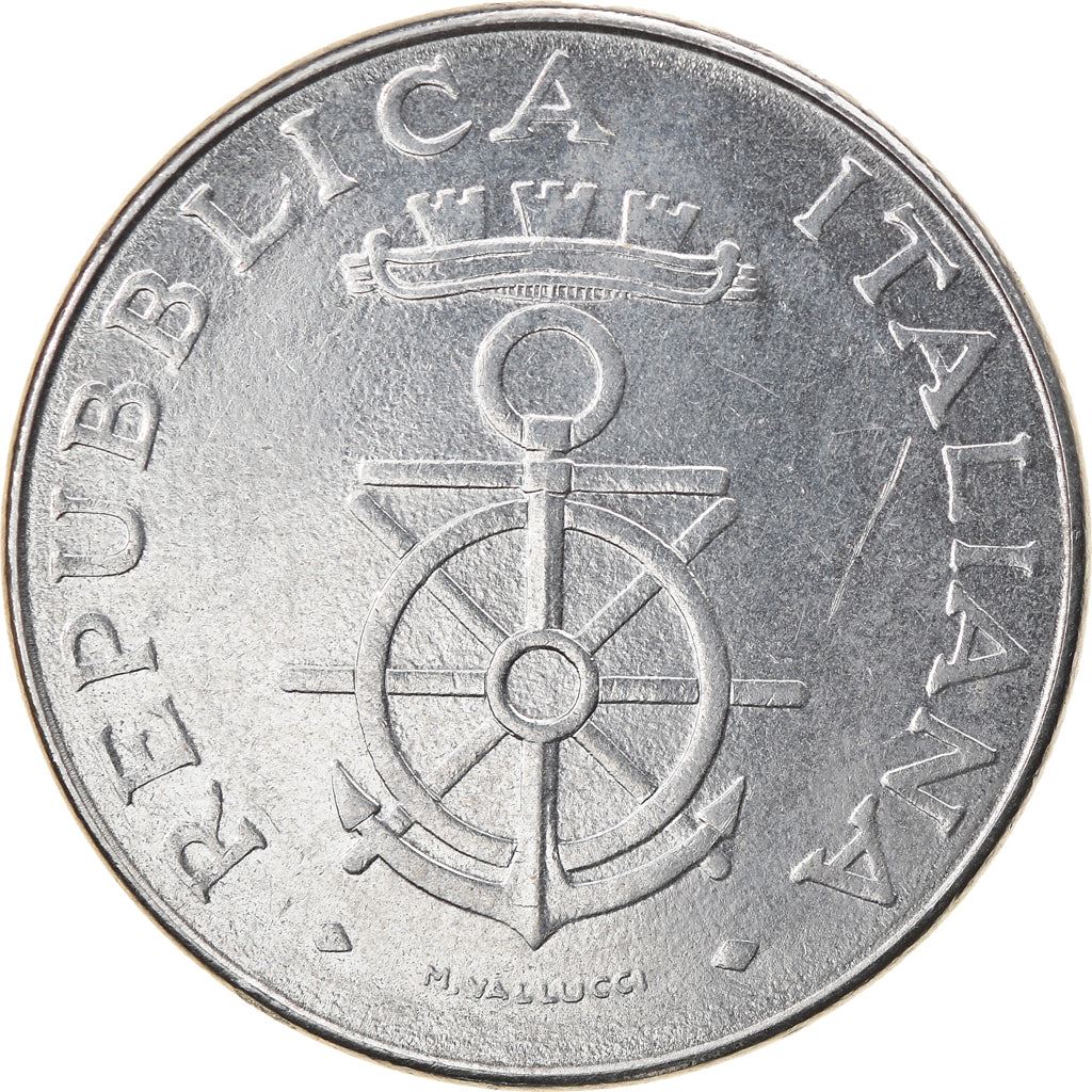 Italy Coin 100 Lire Livorno Naval Academy | Anchor | Ship | Italy Navy Flag | KM108 | 1981