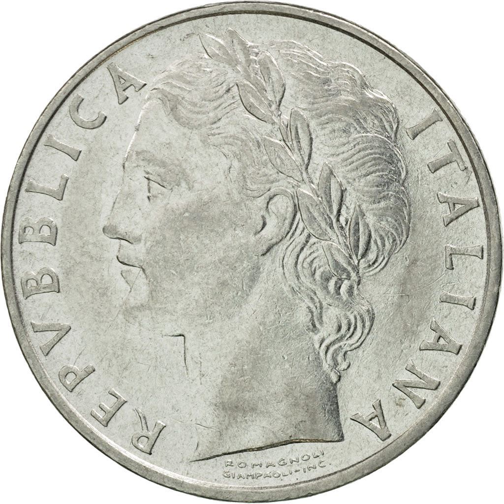 Italy Coin 100 Lire large type | Goddess Minerva | Long Spear | Tree | KM96.1 | 1955 - 1989