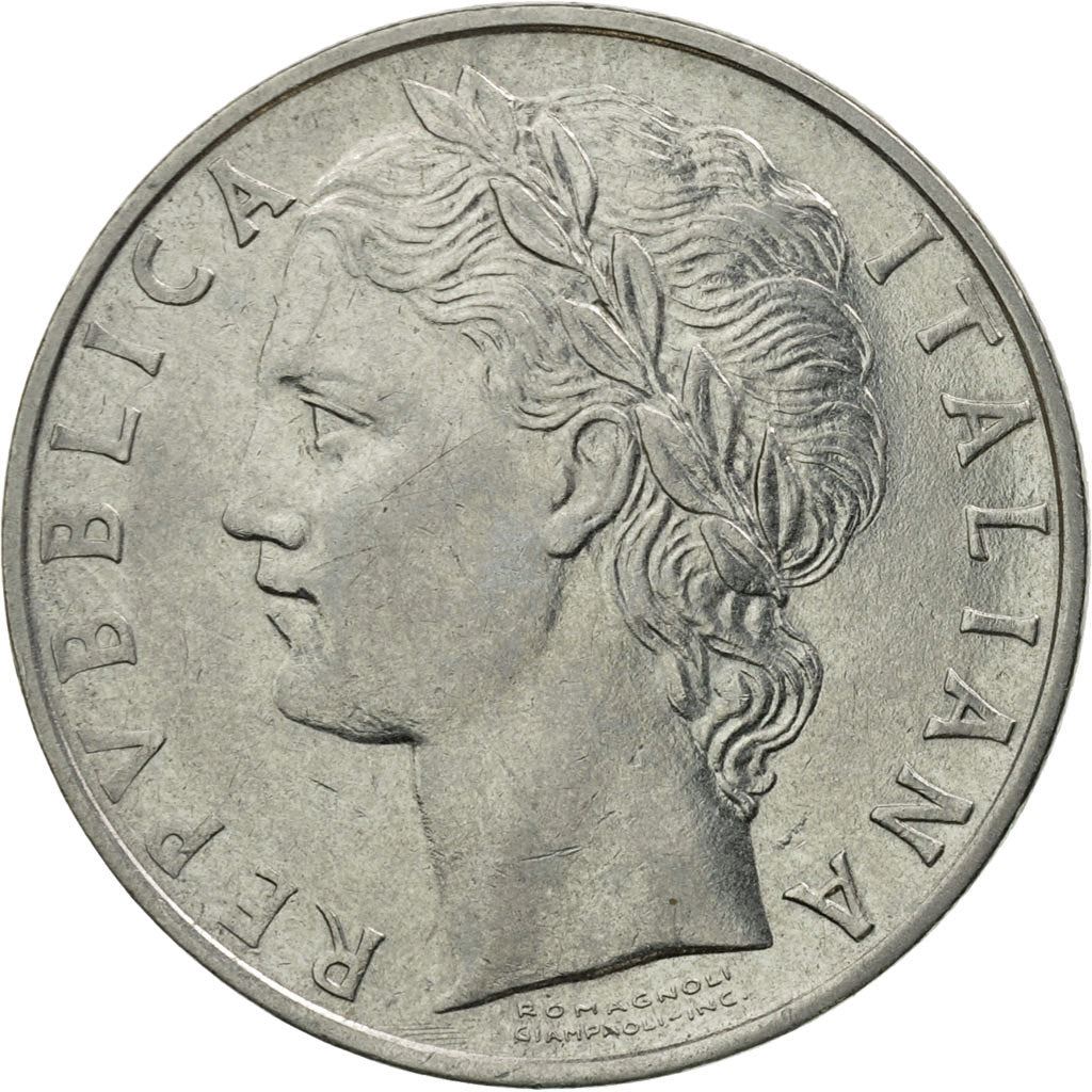 Italy Coin 100 Lire large type | Goddess Minerva | Long Spear | Tree | KM96.1 | 1955 - 1989