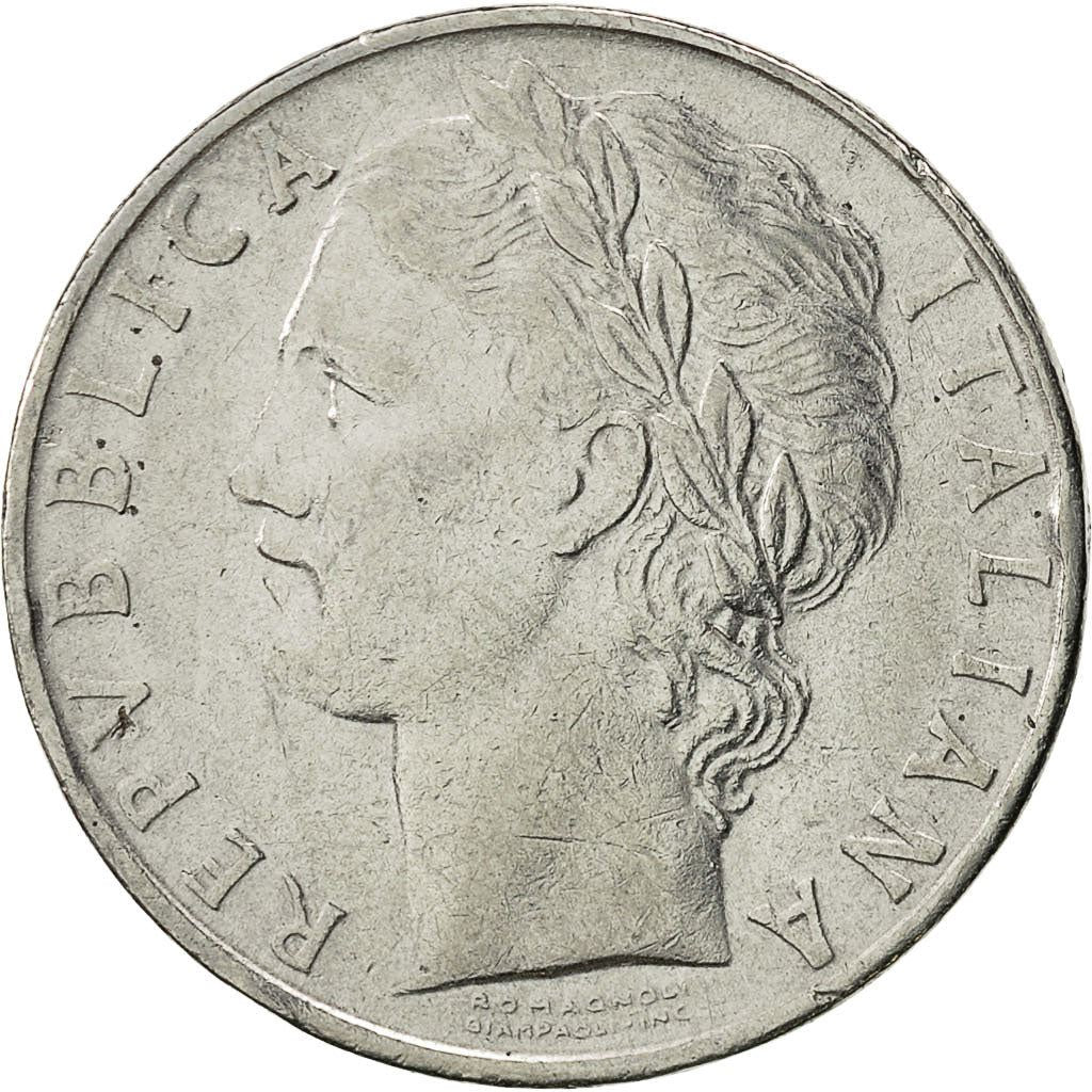 Italy Coin 100 Lire large type | Goddess Minerva | Long Spear | Tree | KM96.1 | 1955 - 1989