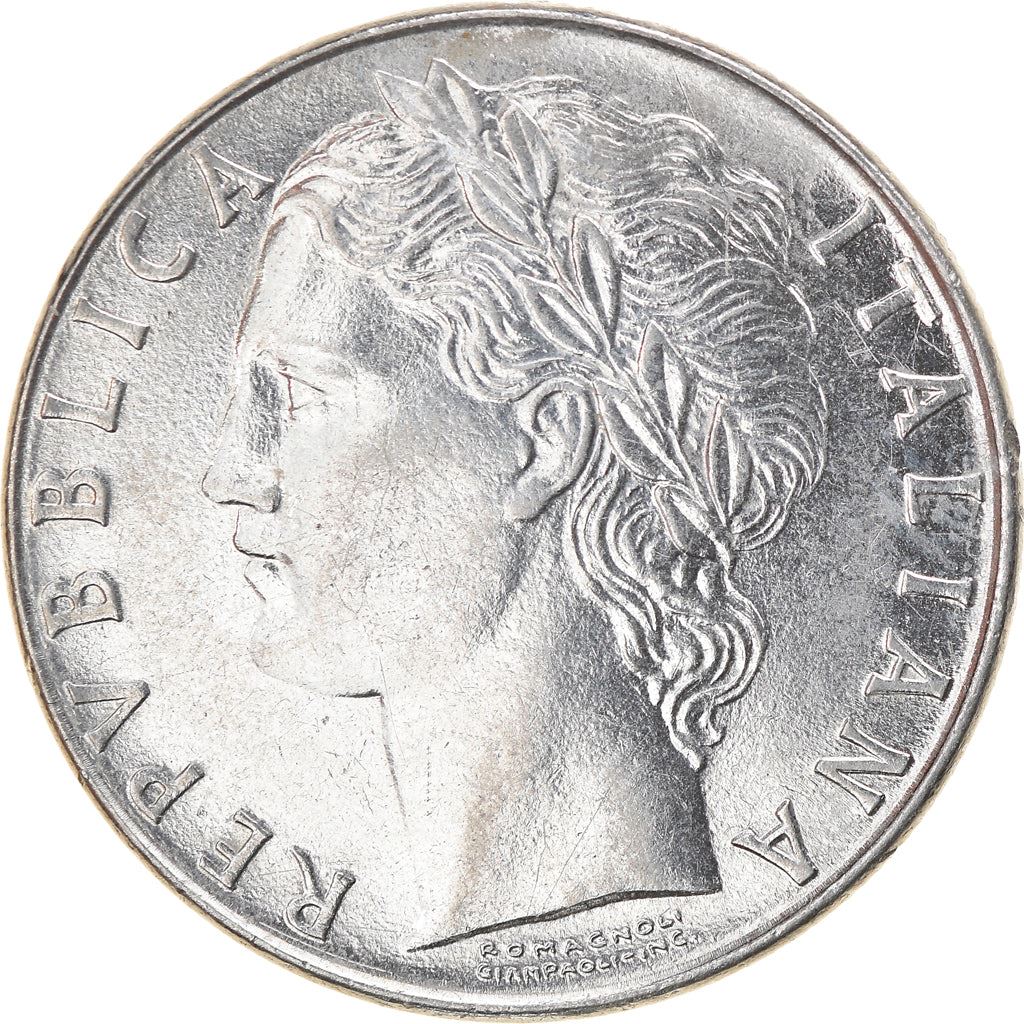 Italy Coin 100 Lire large type | Goddess Minerva | Long Spear | Tree | KM96.1 | 1955 - 1989