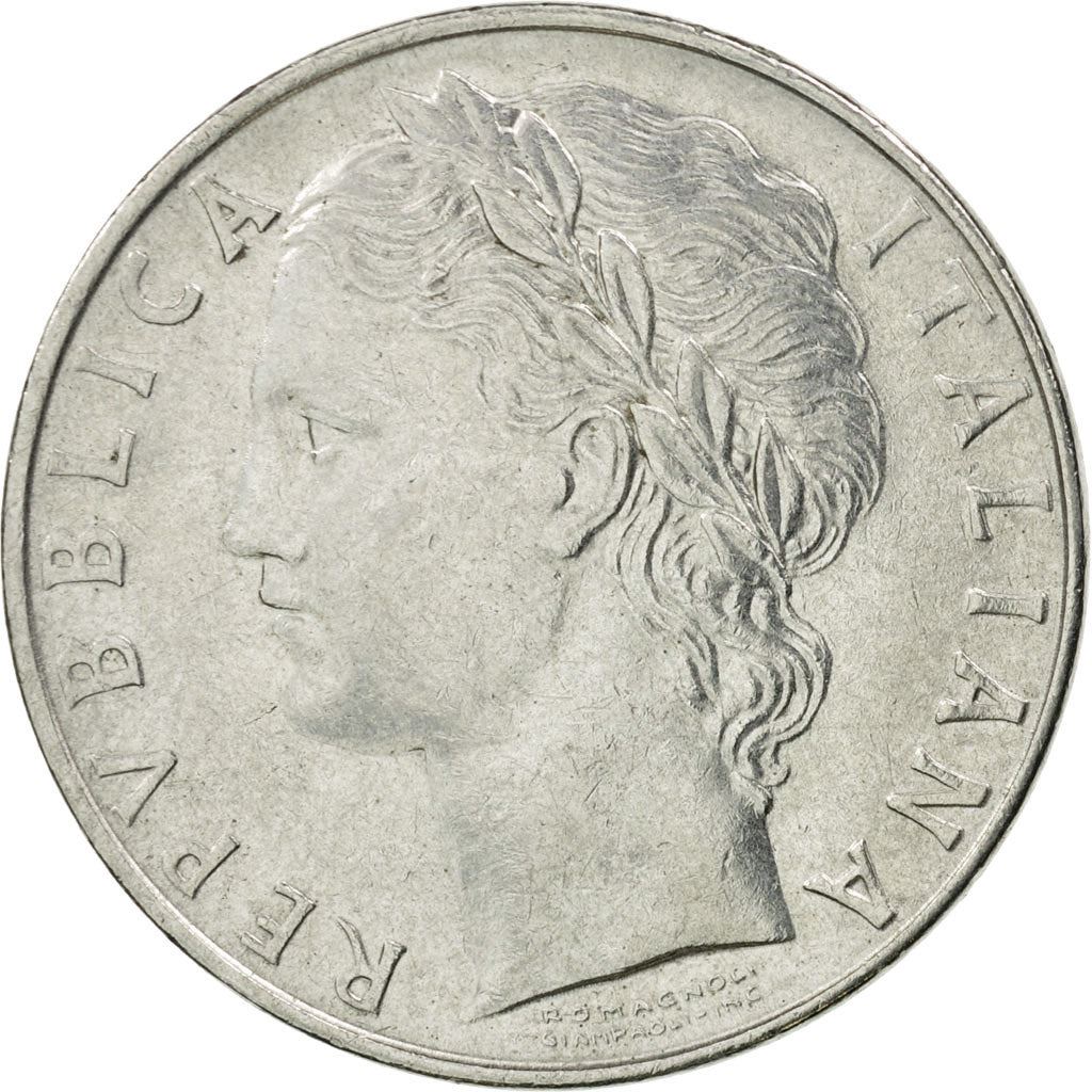 Italy Coin 100 Lire large type | Goddess Minerva | Long Spear | Tree | KM96.1 | 1955 - 1989