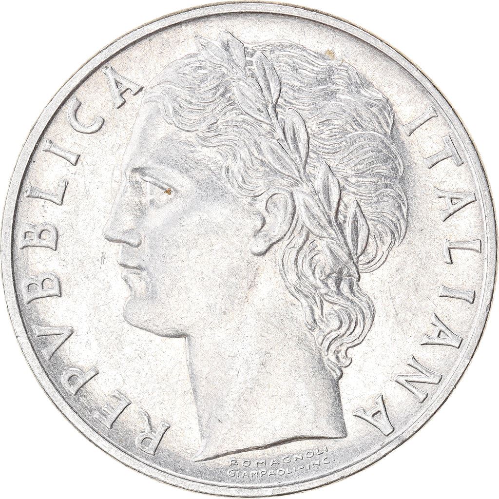 Italy Coin 100 Lire large type | Goddess Minerva | Long Spear | Tree | KM96.1 | 1955 - 1989