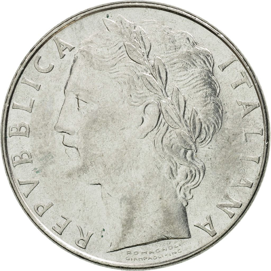 Italy Coin 100 Lire large type | Goddess Minerva | Long Spear | Tree | KM96.1 | 1955 - 1989