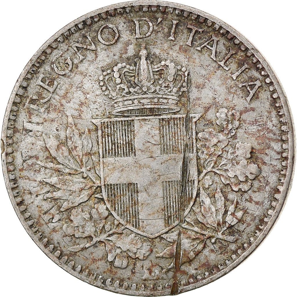 Italy Coin 20 Centesimi - Vittorio Emanuele III | Savoy Shield | Oak Branch | KM58 | 1918 - 1920