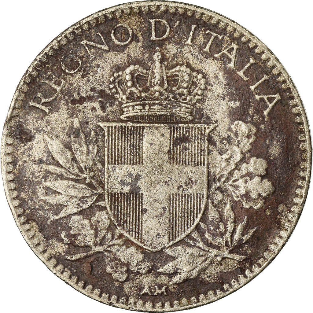 Italy Coin 20 Centesimi - Vittorio Emanuele III | Savoy Shield | Oak Branch | KM58 | 1918 - 1920