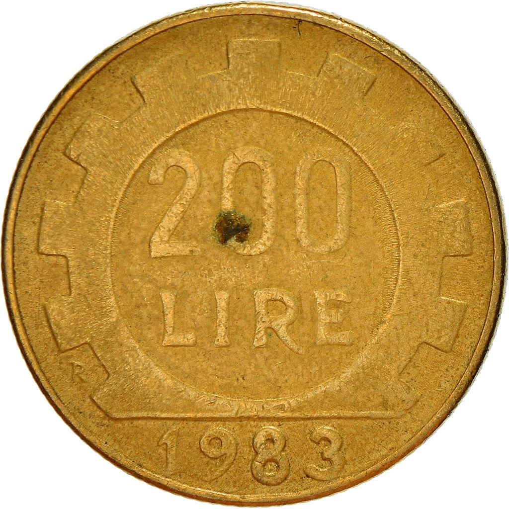 Italy Coin 200 Lire | Libertine | Gear | KM105 | 1977 - 2001