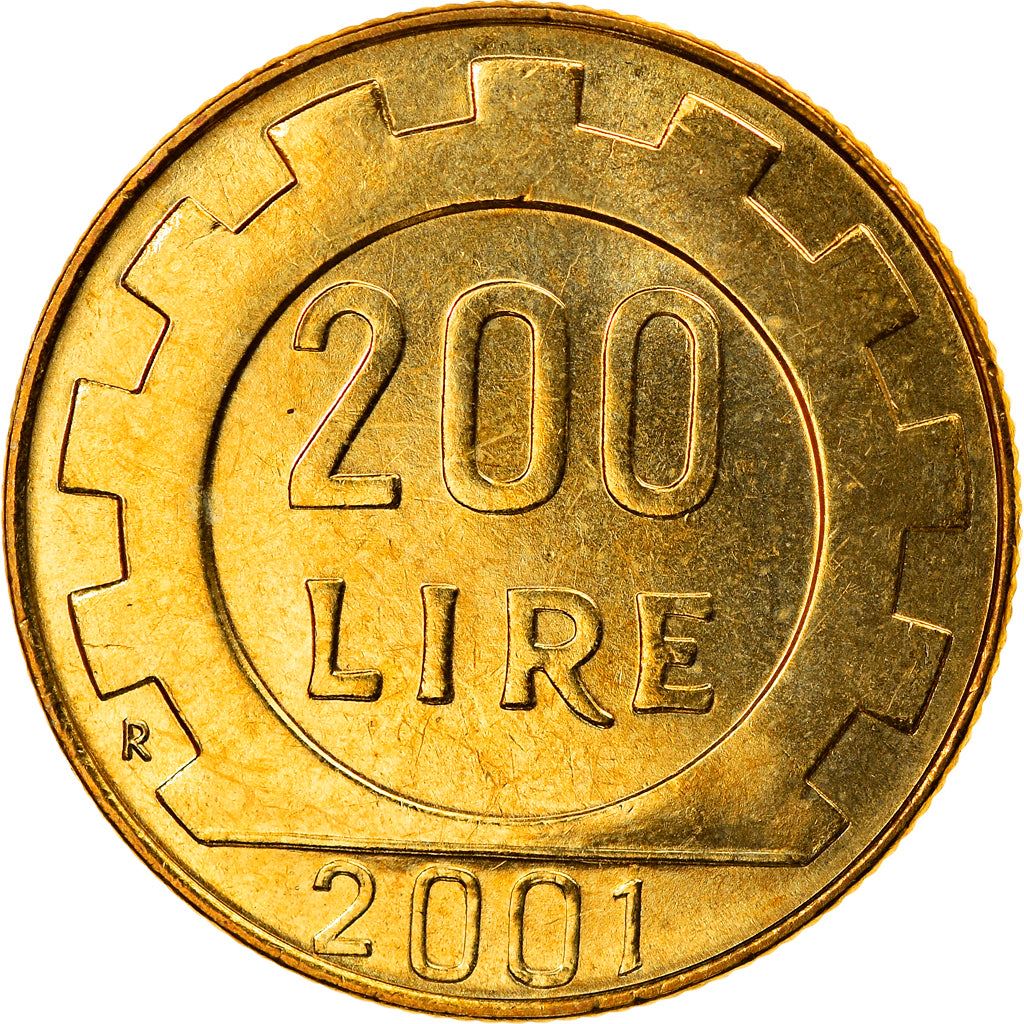 Italy Coin 200 Lire | Libertine | Gear | KM105 | 1977 - 2001