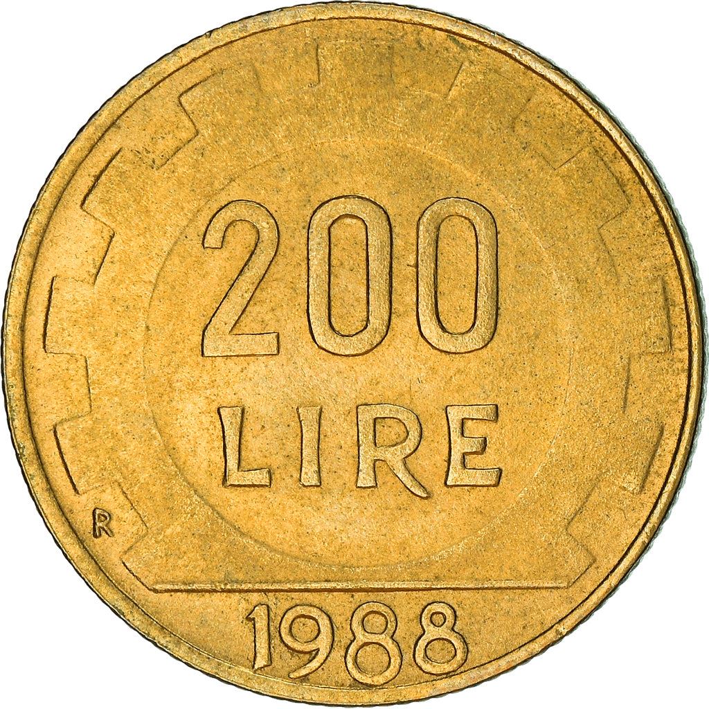 Italy Coin 200 Lire | Libertine | Gear | KM105 | 1977 - 2001